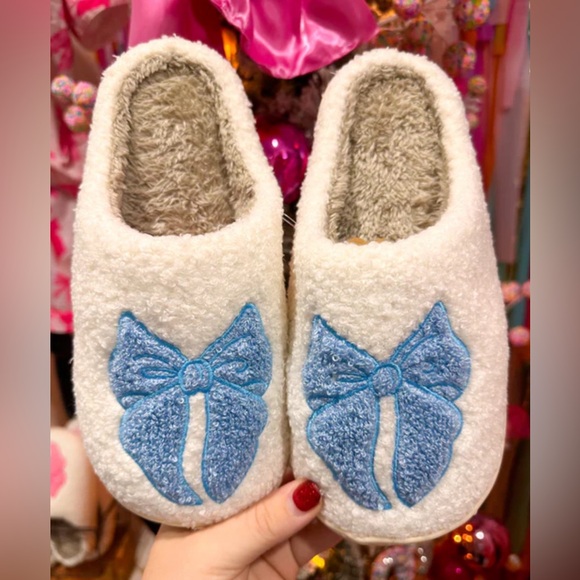 Shoes The Blessed Blue Bow Slippers Poshmark